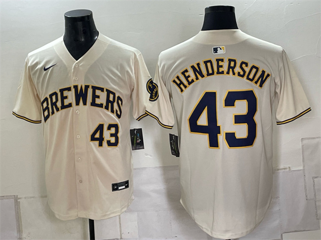 Milwaukee Brewers #43 Logan Henderson Cream Stitched Baseball Jersey