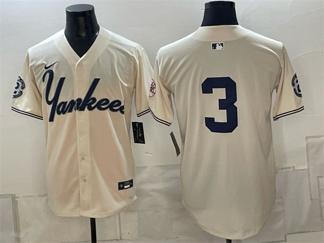 New York Yankees #3 Babe Ruth Cream Limited Stitched Baseball Jersey New York Yankees #3 Babe Ruth Cream Limited Stitched Baseball Jersey