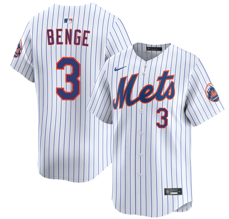 New York Mets #3 Carson Benge 2026 White Home Limited Stitched Baseball Jersey