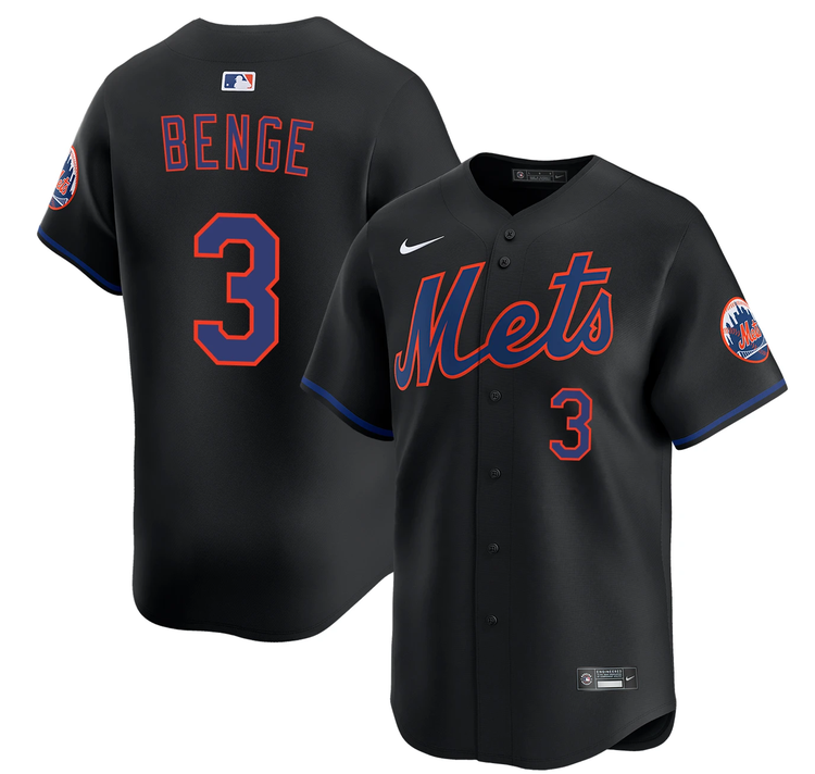 New York Mets #3 Carson Benge 2026 Black Limited Stitched Baseball Jersey
