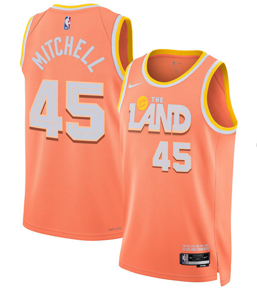 Cleveland Cavaliers #45 Donovan Mitchell Orange 2025-26 City Edition Swingman Stitched Jersey Cleveland Cavaliers #45 Donovan Mitchell Orange 2025-26 City Edition Swingman Stitched Jersey