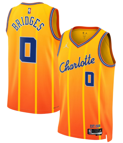 Charlotte Hornets #0 Miles Bridges Gold 2025-26 City Edition Swingman Stitched Jersey Charlotte Hornets #0 Miles Bridges Gold 2025-26 City Edition Swingman Stitched Jersey