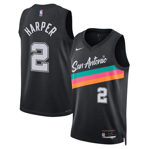 San Antonio Spurs #2 Dylan Harper Black 2025-26 City Edition Swingman Stitched Basketball Jersey