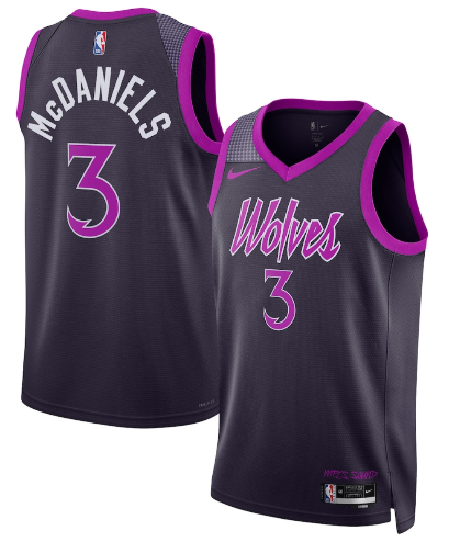 Minnesota Timberwolves #3 Jaden McDaniels Purple 2025-26 City Edition Stitched Basketball Jersey