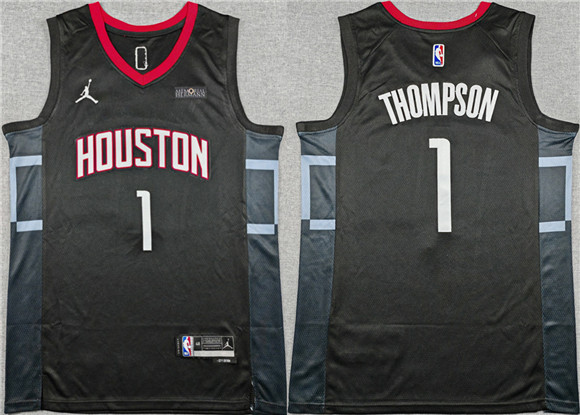 Houston Rockets #1 Amen Thompson Black Statement Edition Stitched Jersey Houston Rockets #1 Amen Thompson Black Statement Edition Stitched Jersey