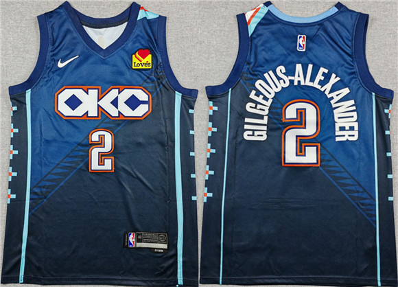 Oklahoma City Thunder #2 Shai Gilgeous-Alexander Navy 2025-26 City Edition Stitched Basketball Jersey Oklahoma City Thunder #2 Shai Gilgeous-Alexander Navy 2025-26 City Edition Stitched Basketball Jersey
