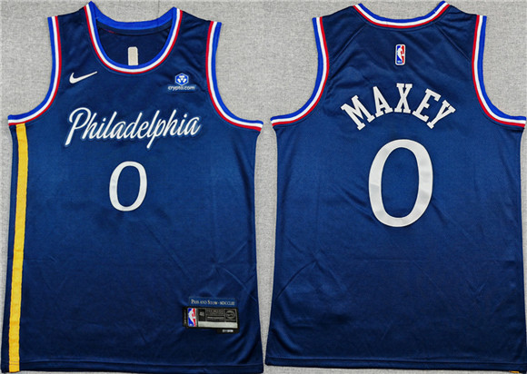 Philadelphia 76ers #0 Tyrese Maxey Navy 2025-26 City Edition Stitched Jersey Philadelphia 76ers #0 Tyrese Maxey Navy 2025-26 City Edition Stitched Jersey