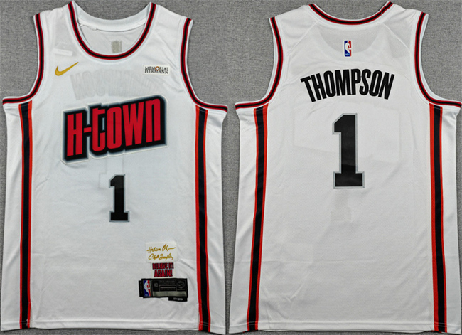 Houston Rockets #1 Amen Thompson White 2024-25 City Edition Stitched Jersey