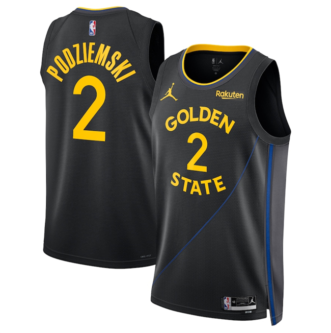 Golden State Warriors #2 Brandin Podziemski Black 2024-25 Statement Edition Stitched Basketball Jersey