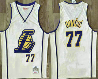 Los Angeles Lakers #77 Luka Doncic Cream Throwback Swingman Jersey