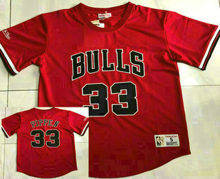 Chicago Bulls #33 Scottie Pippen Red Short Sleeved AU Throwback Jersey