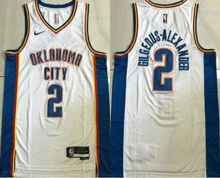 Oklahoma City Thunder #2 Shai Gilgeous-Alexander White Icon Sponsor AU Jersey