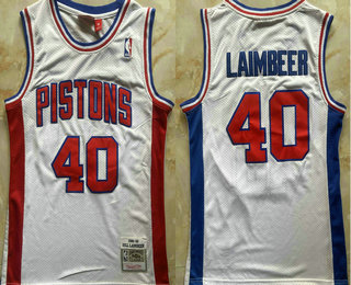 Detroit Pistons #40 Bill Laimbeer White 1988-89 Stitched Jersey