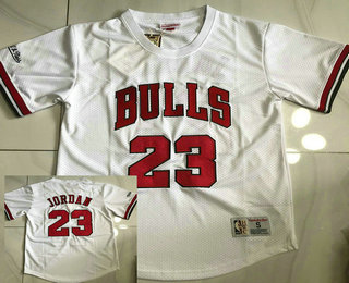 Chicago Bulls #23 Michael Jordan White Short Sleeved AU Throwback Jersey