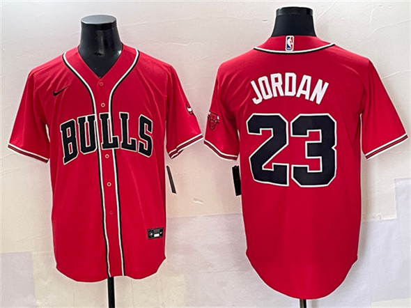 Chicago Bulls #23 Michael Jordan Red Cool Base Stitched Baseball Jersey
