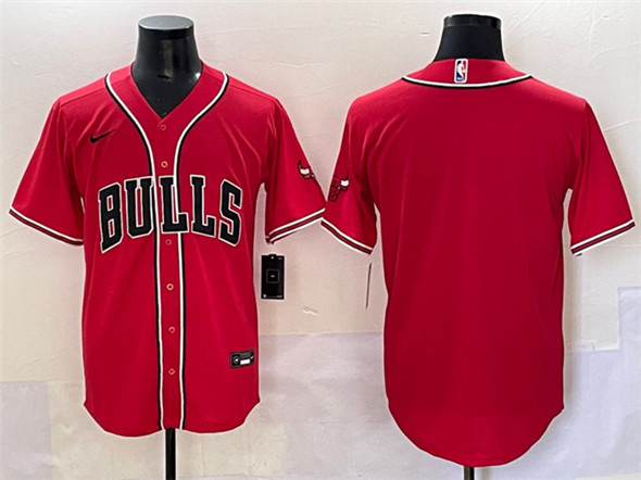 Chicago Bulls Blank Red Cool Base Stitched Baseball Jersey