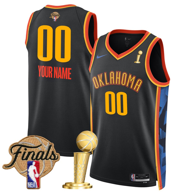 Oklahoma City Thunder Active Player Custom Black 2025 Finals Patch And Finals Champions Patch City Edition Stitched Basketball Jersey