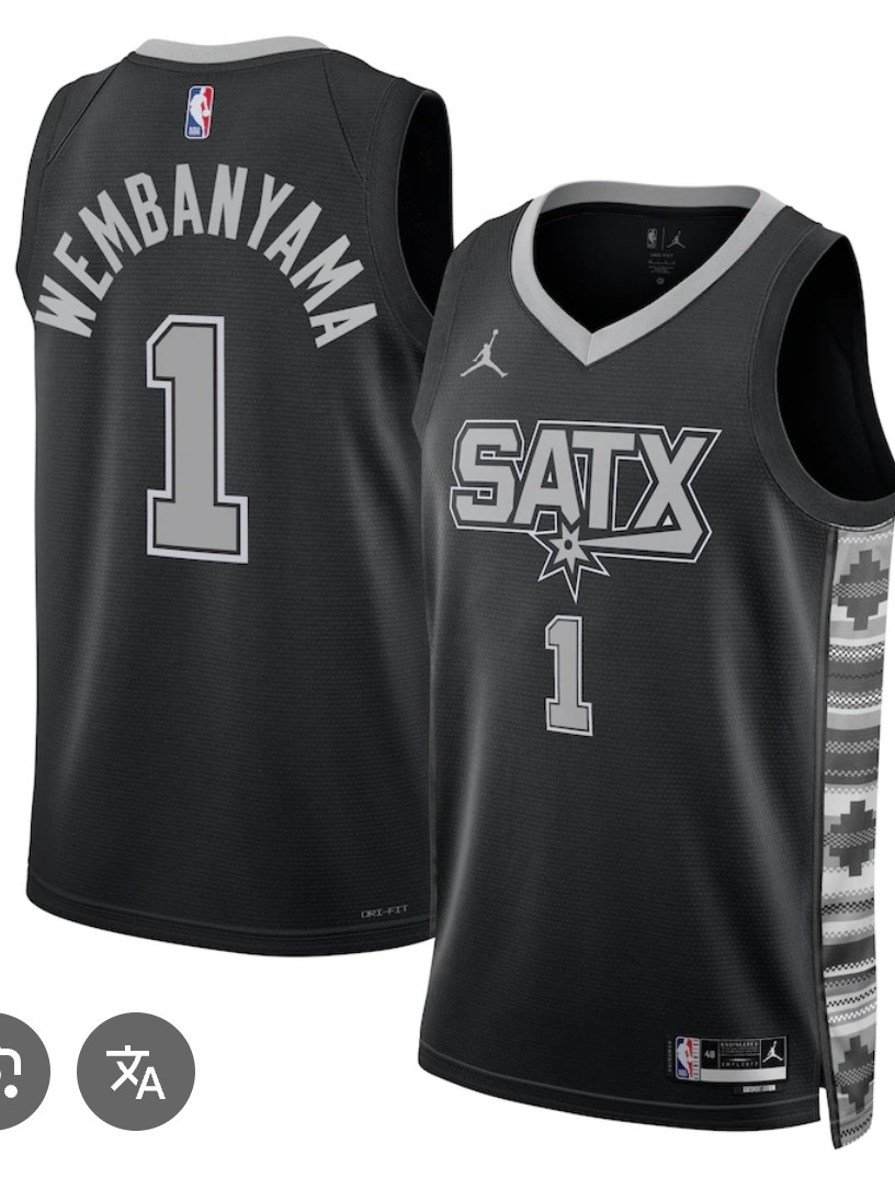 San Antonio Spurs #1 Victor Wembanyama Black 2025 Statement Edition Stitched Basketball Jersey