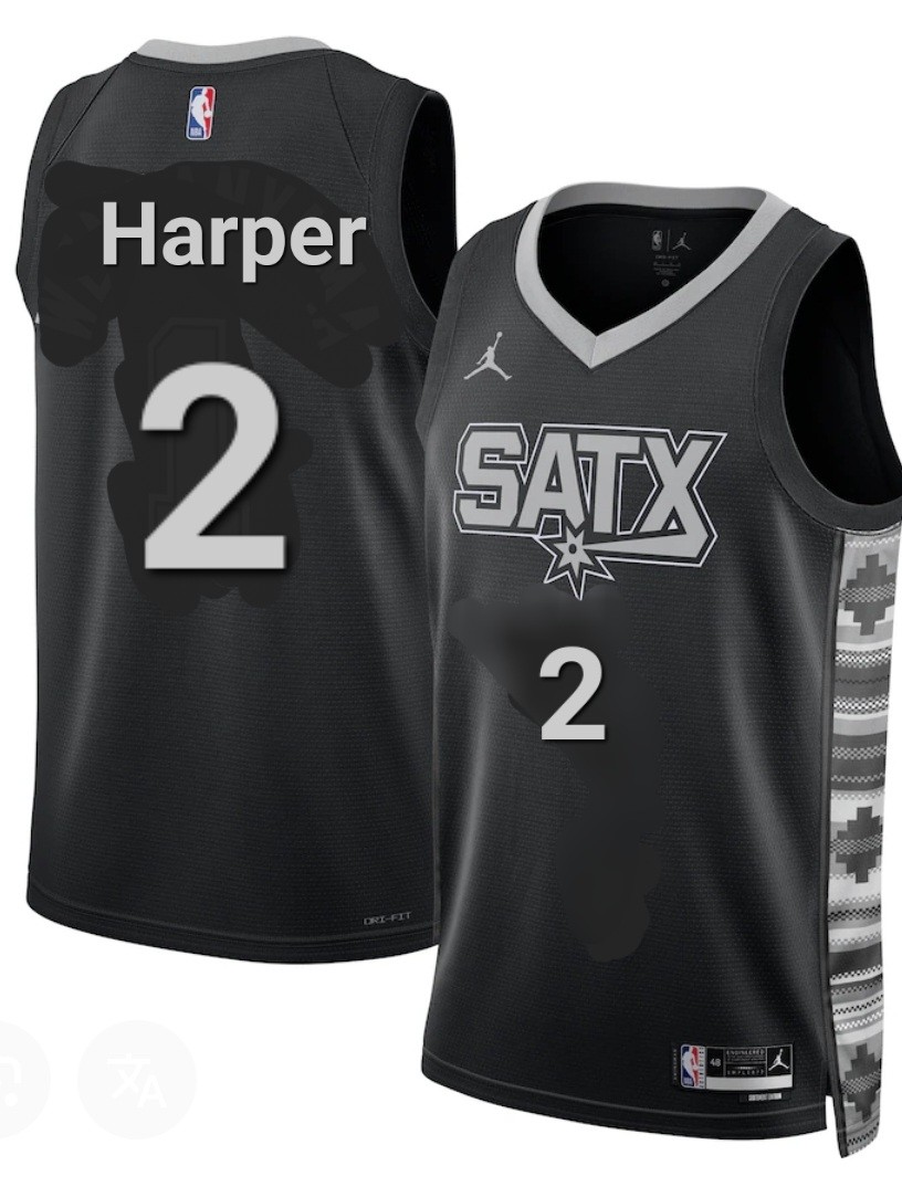 San Antonio Spurs #2 Dylan Harper Gray Black Statement Edition Stitched Basketball Jersey