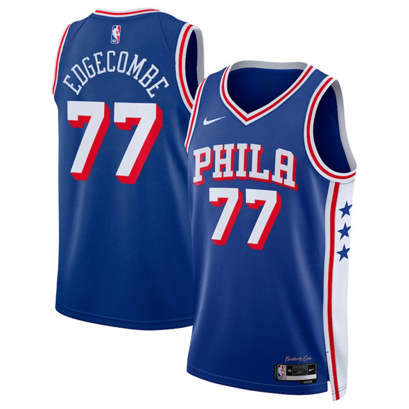 Philadelphia 76ers #77 V. J. Edgecombe Royal 2025 Draft Icon Edition Stitched Jersey