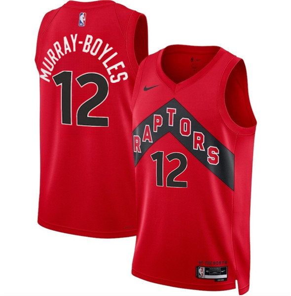 Toronto Raptors #12 Collin Murray-Boyles Red 2025 Draft Icon Edition Stitched Basketball Jersey
