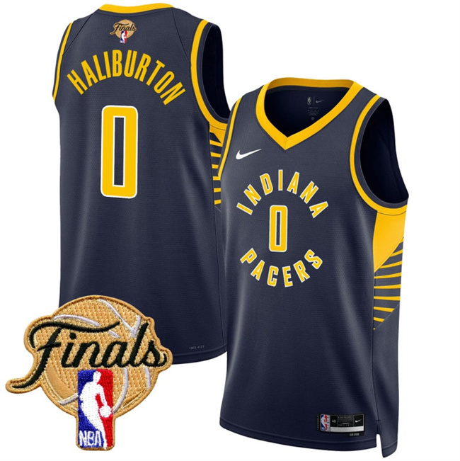 Indiana Pacers #0 Tyrese Haliburton Navy 2025 Finals Icon Edition Stitched Basketball Jersey