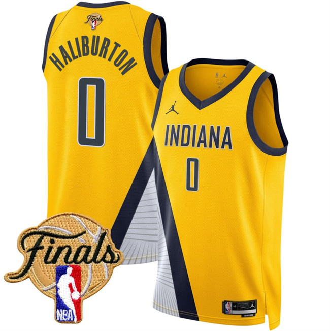 Indiana Pacers #0 Tyrese Haliburton Yellow 2025 Finals Statement Edition Stitched Basketball Jersey