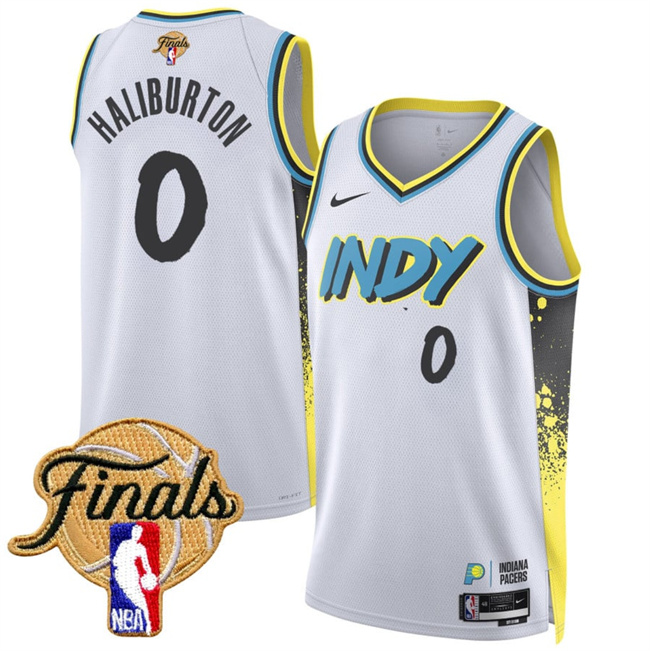 Indiana Pacers #0 Tyrese Haliburton White 2025 Finals City Edition Stitched Basketball Jersey