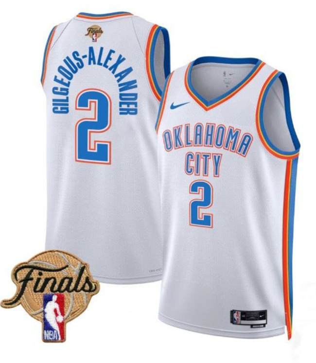 Oklahoma City Thunder #2 Shai Gilgeous-Alexander White 2025 Finals Association Edition Stitched Basketball Jersey