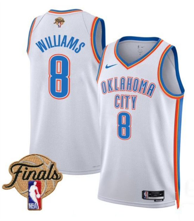 Oklahoma City Thunder #8 Jalen Williams White 2025 Finals Association Edition Stitched Basketball Jersey
