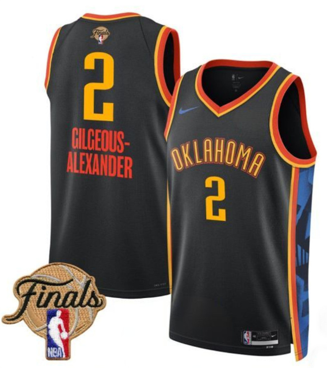 Oklahoma City Thunder #2 Shai Gilgeous-Alexander Black 2025 Finals City Edition Stitched Basketball Jersey
