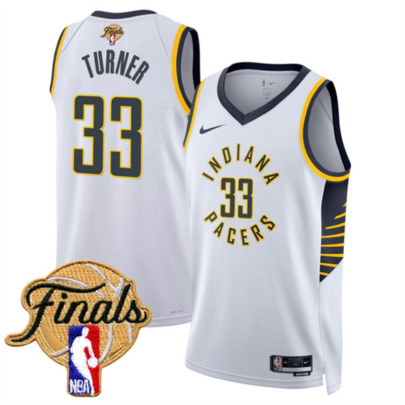 Indiana Pacers #33 Myles Turner White 2025 Finals Association Edition Stitched Basketball Jersey
