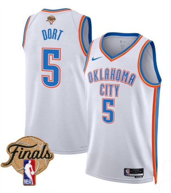 Oklahoma City Thunder #5 Luguentz Dort White 2025 Association Edition Stitched Basketball Jersey