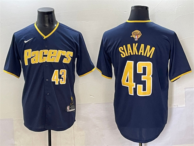 Indiana Pacers #43 Pascal Siakam Navy 2025 Finals Vapor Stitched Baseball Jersey