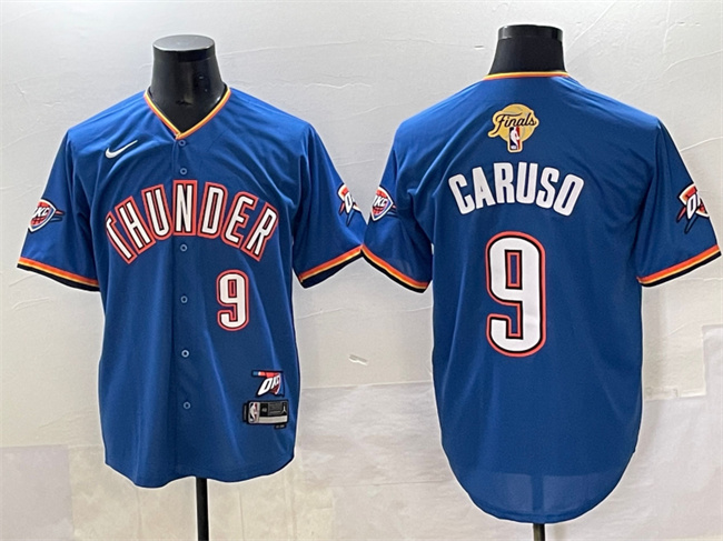 Oklahoma City Thunder #9 Alex Caruso Blue 2025 Finals Vapor Stitched Baseball Jersey