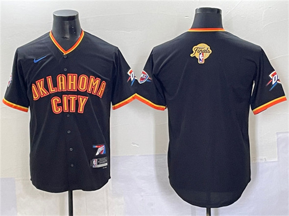 Oklahoma City Thunder Blank Black 2025 Finals Vapor Stitched Baseball Jersey