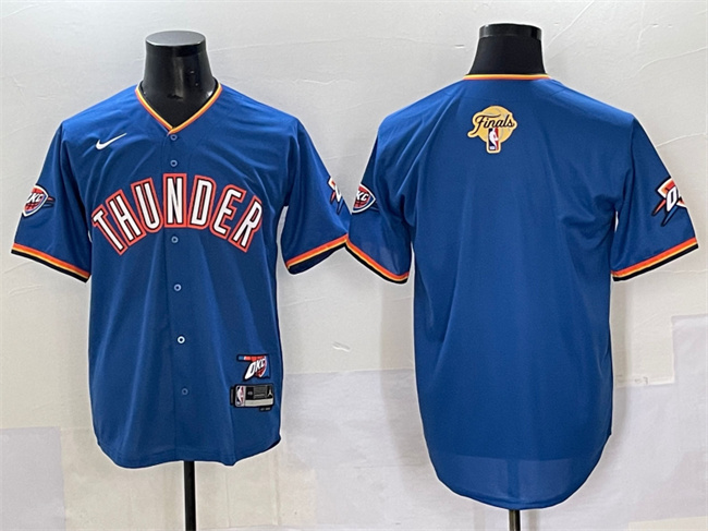 Oklahoma City Thunder Blank Blue 2025 Finals Vapor Stitched Baseball Jersey