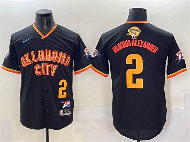 Oklahoma City Thunder #2 Shai Gilgeous-Alexander Black 2025 Finals Vapor Stitched Baseball Jersey