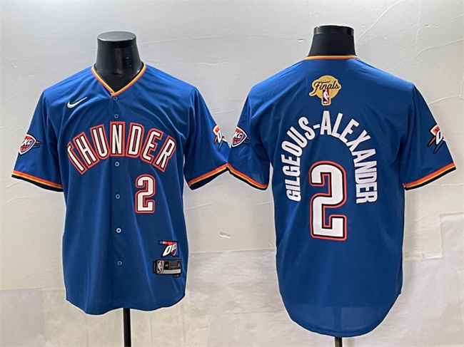 Oklahoma City Thunder #2 Shai Gilgeous-Alexander Blue 2025 Finals Vapor Stitched Baseball Jersey
