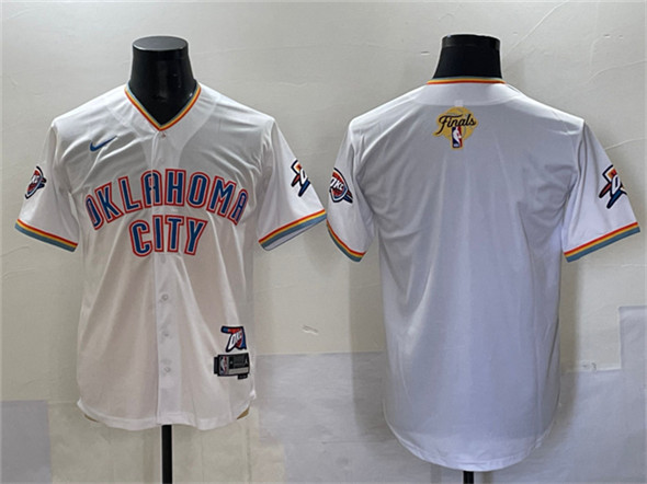 Oklahoma City Thunder Blank White 2025 Finals Vapor Stitched Baseball Jersey