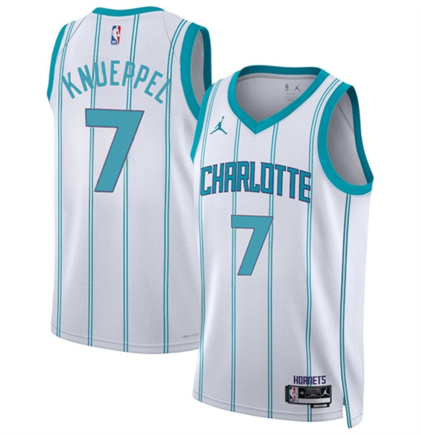Charlotte Hornets #7 Kon Knueppel White 2025 Draft Association Edition Stitched Basketball Jersey