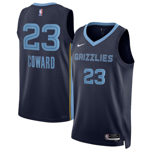 Memphis Grizzlies #23 Cedric Coward Navy 2025 Draft Icon Edition Stitched Jersey