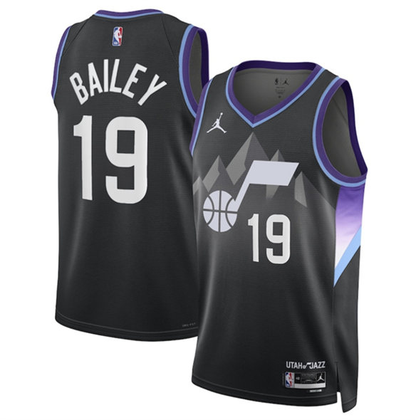 Utah Jazz #19 Ace Bailey Black 2024-25 Draft Statement Edition Stitched Basketball Jersey