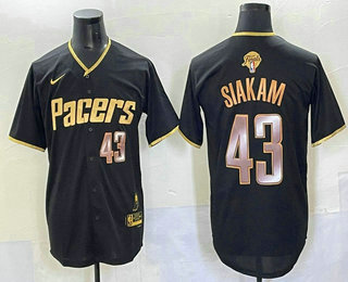 Indiana Pacers #43 Pascal Siakam Black Gold 2025 Finals Vapor Stitched Baseball Jersey