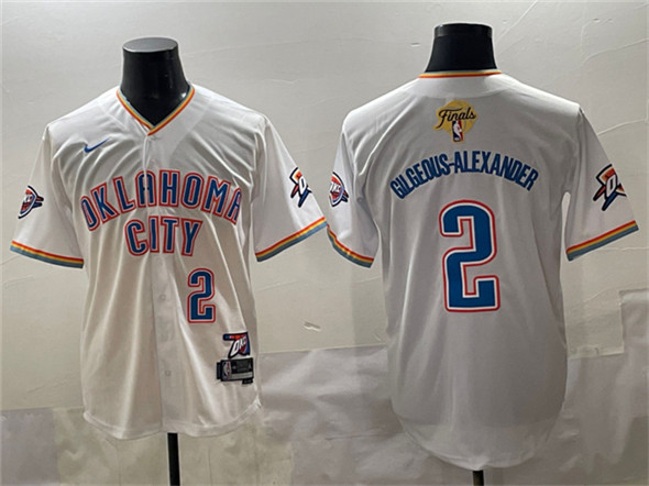 Oklahoma City Thunder #2 Shai Gilgeous-Alexander White 2025 Finals Vapor Stitched Baseball Jersey