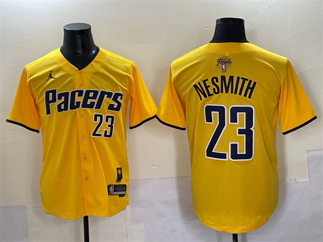 Indiana Pacers #23 Aaron Nesmith Yellow 2025 Finals Vapor Stitched Baseball Jersey