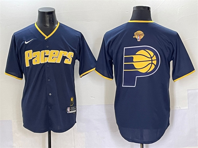 Indiana Pacers Team Big Logo Navy 2025 Finals Vapor Stitched Baseball Jersey