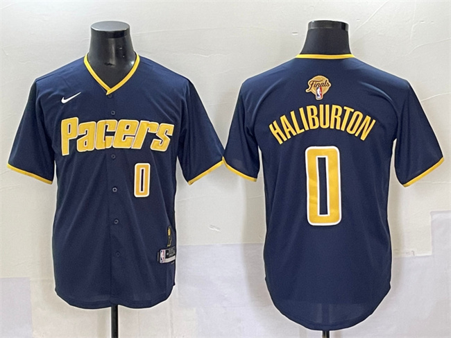 Indiana Pacers #0 Tyrese Haliburton Navy 2025 Finals Vapor Stitched Baseball Jersey
