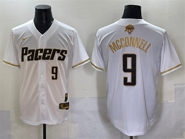 Indiana Pacers #9 T.J. McConnell White Gold 2025 Finals Vapor Stitched Baseball Jersey