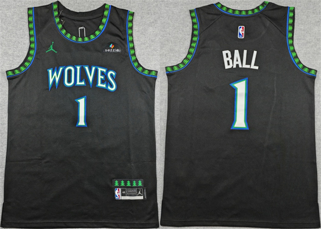 Minnesota Timberwolves #1 LaMelo Ball Black 2026 Statement Edition Stitched Basketball Jersey